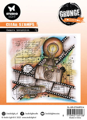 Studio Light - 4.5 x 4.5 - Grunge - Clear Stamp Set - Camera Invention