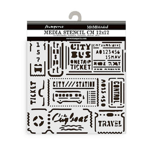 Stamperia - 4.5 x 4.5 - Thick Stencil - Art of Traveling - Tickets