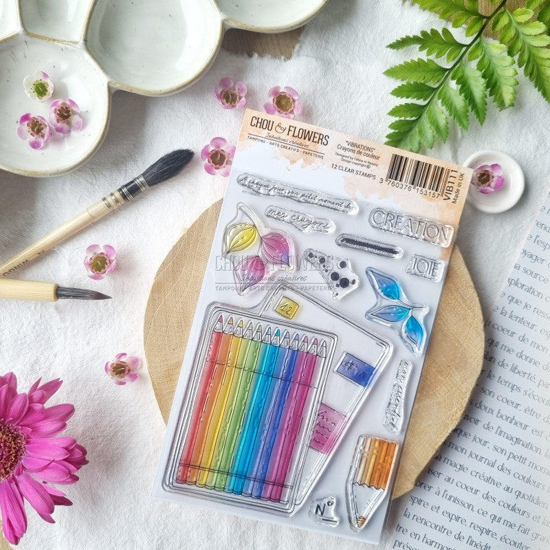 Chou & Flowers - Clear Stamps - A6 - Vibrations - Colored Pencils - VIB111
