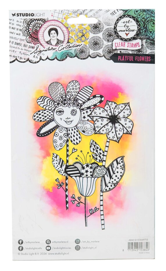 Studio Light - Art By Marlene - Signature Collection - A5 - Clear Stamp Set - Playful Flowers