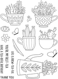 Creative Expressions - 6 x 8 - Clear Stamp Set - Jane's Doodles - Tea-riffic