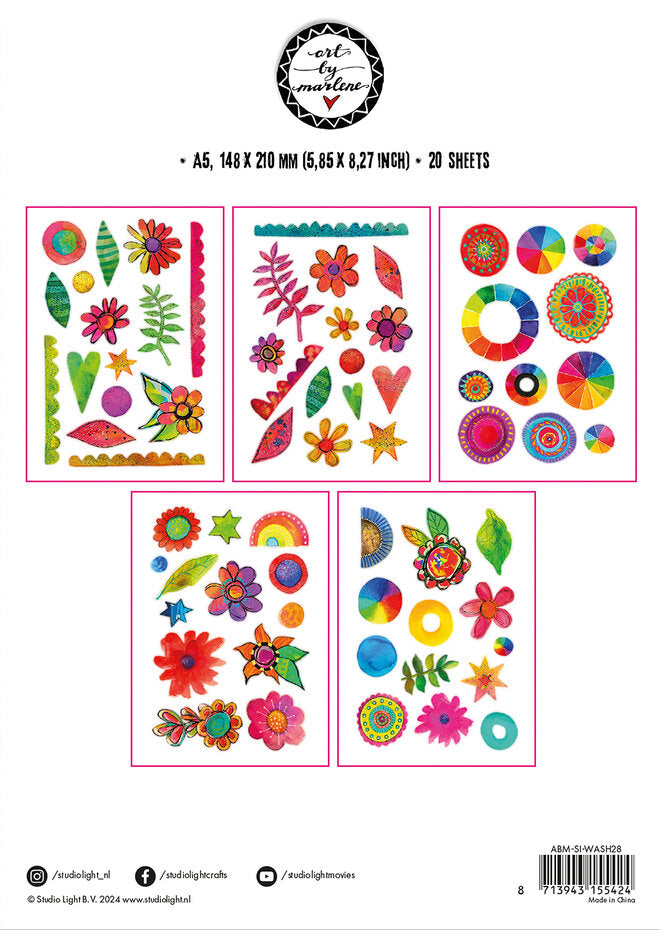 Studio Light - Art By Marlene - Signature Collection - Washi Stickers - Colorful Elements