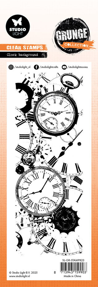 Studio Light - Grunge - Clear Stamp Set - Clock Background