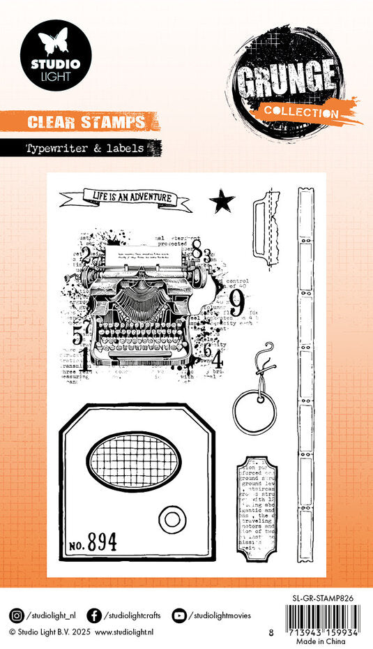 Studio Light - A6 - Grunge - Clear Stamp - Typewriter & Labels