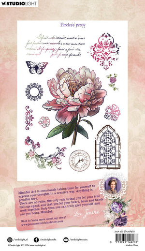 Studio Light - Clear Stamp Set - A5 - Jenine's Mindful Art - Victorian Dreams - Timeless Peony