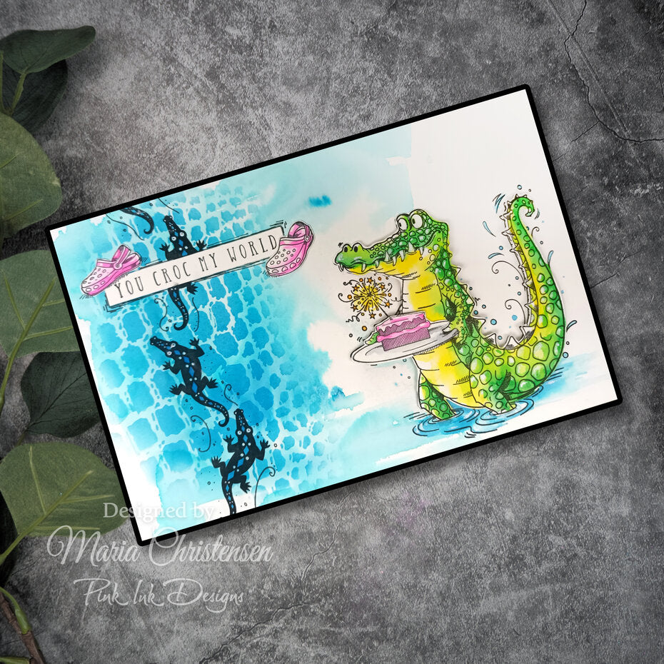 Pink Ink Designs - Clear Photopolymer Stamps - What's Up Croc? - Crocodile