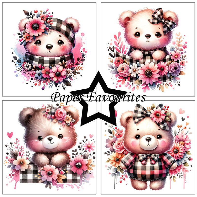 Paper Favourites - Paper Pad - 6 x 6 - Bear with Flowers