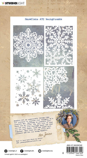 Studio Light - Stencil - Jenine's Mindful Art - Vintage Christmas - Snowflake ATC Backgrounds