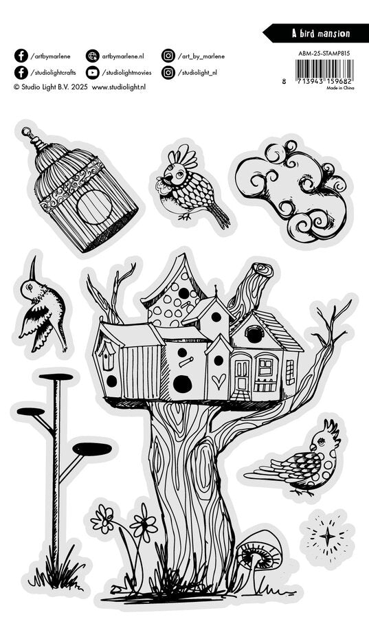 Studio Light - Art By Marlene - A5 - Clear Stamp Set - A Bird Mansion