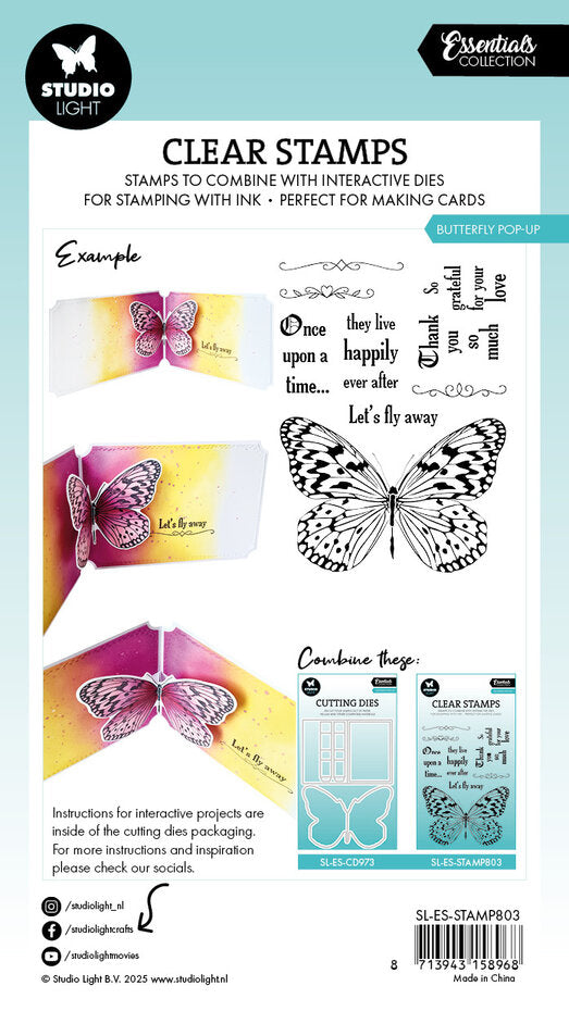 Studio Light - Essentials - A6 - Clear Stamp - Butterfly Pop-Up
