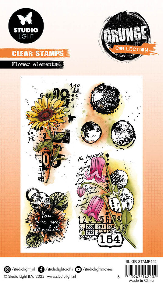 Studio Light - A6 - Grunge - Clear Stamp Set - Flower Elements