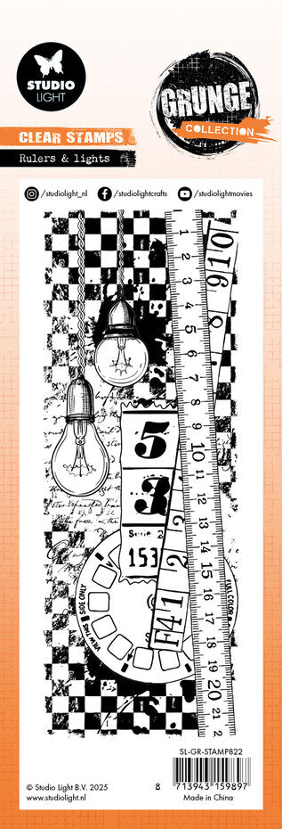Studio Light - Grunge - Clear Stamp Set - Rulers & Lights