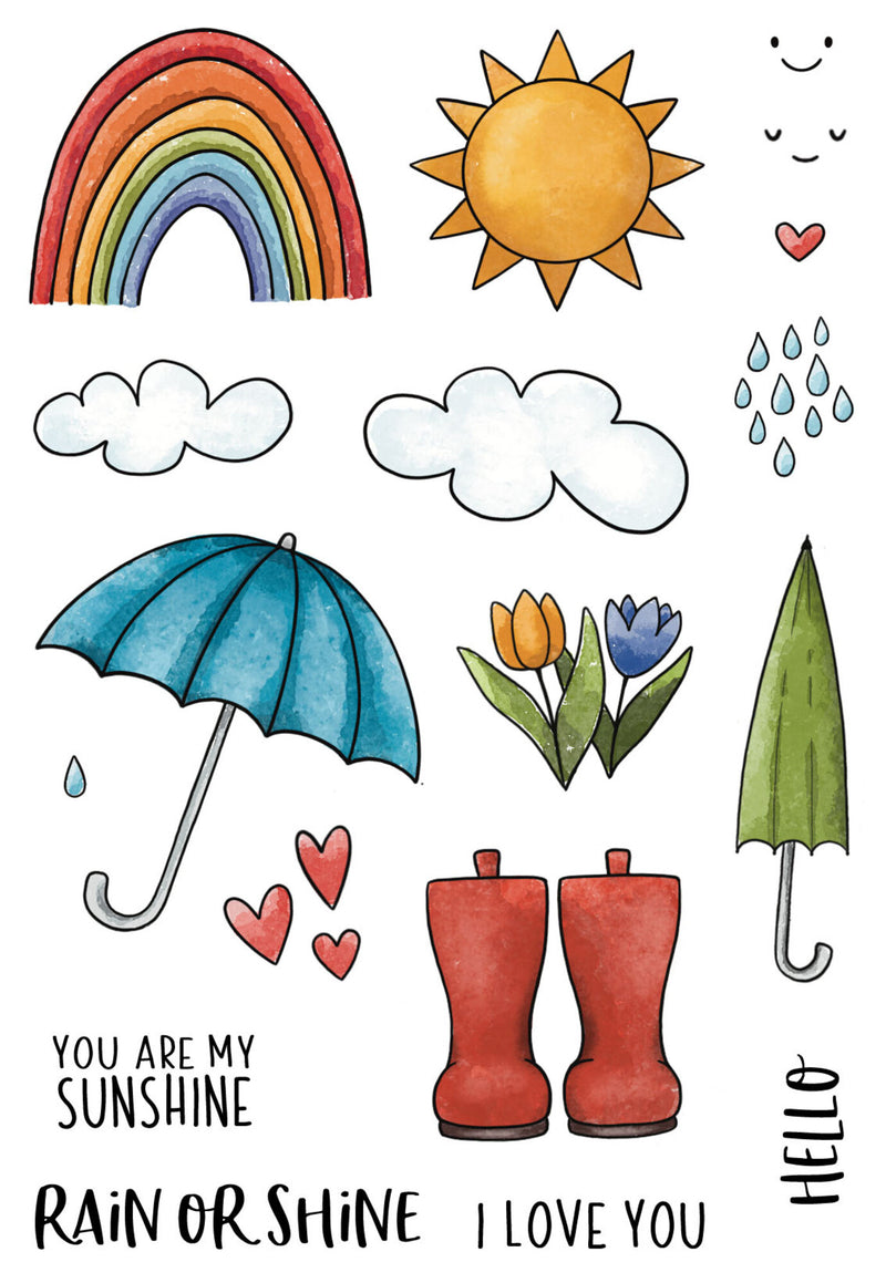 Creative Expressions - A6 - Clear Stamp Set - Jane's Doodles - Rain or Shine