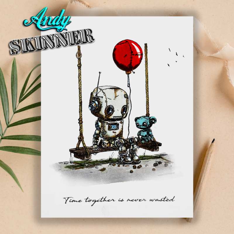 Creative Expressions - Rubber Cling Stamp - Andy Skinner - Bot-ology Time Together