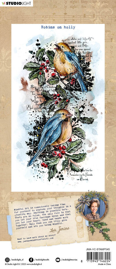 Studio Light - Clear Stamp Set - Jenine's Mindful Art - Vintage Christmas - Robin's On Holly