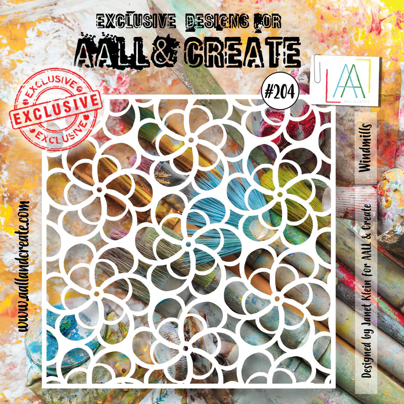 AALL & Create - Stencil - 6x6 - Janet Klein - 204 - Windmills