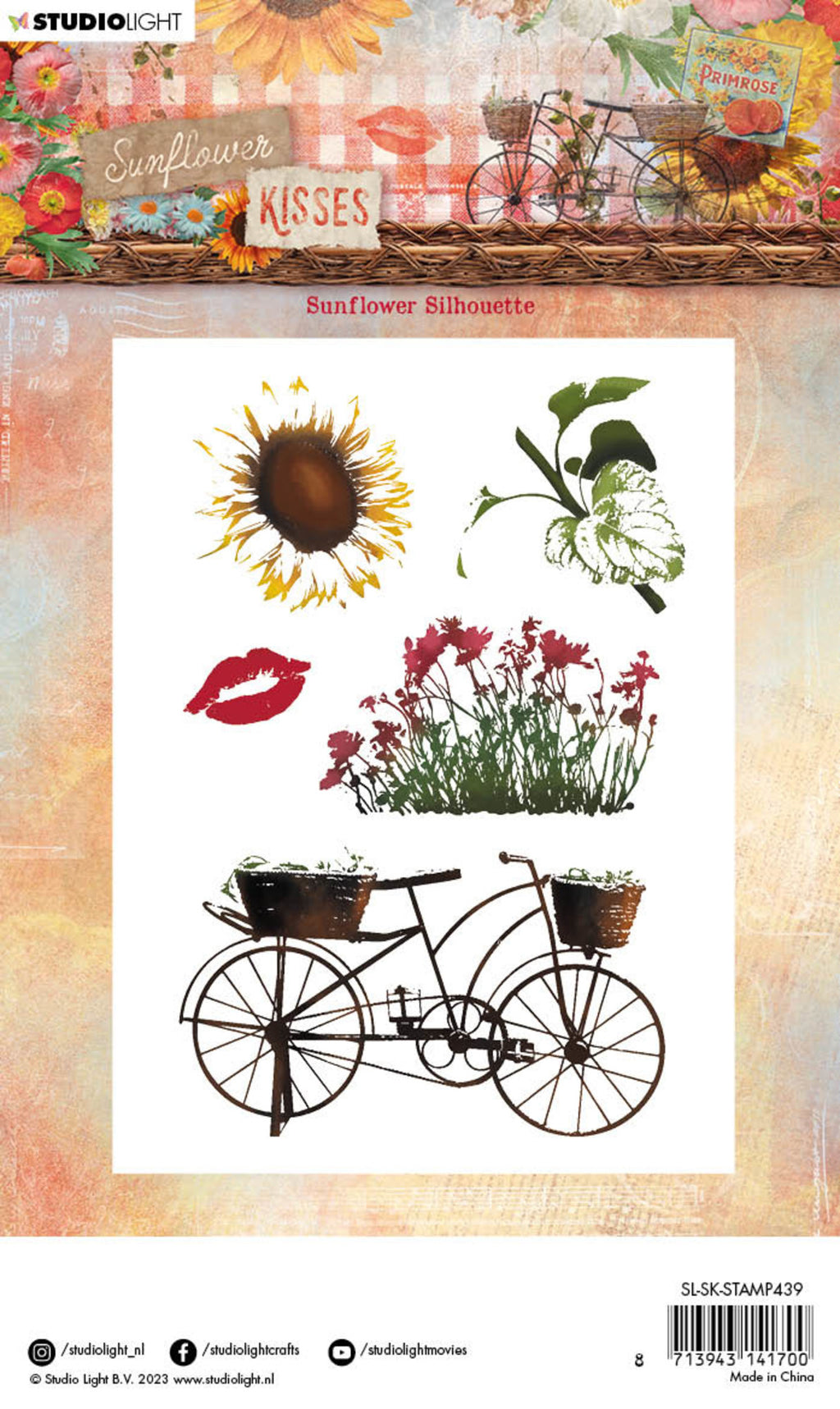 Studio Light - A6 - Sunflower Kisses - Clear Stamp Set - Sunflower Silhouette