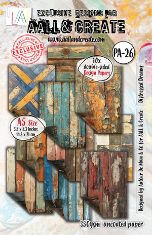 AALL & Create - Design Papers - A5 - PA-26 - Distressed Dreams - Autour De Mwa