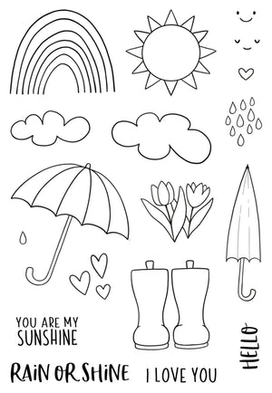 Creative Expressions - A6 - Clear Stamp Set - Jane's Doodles - Rain or Shine