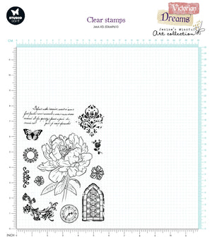 Studio Light - Clear Stamp Set - A5 - Jenine's Mindful Art - Victorian Dreams - Timeless Peony
