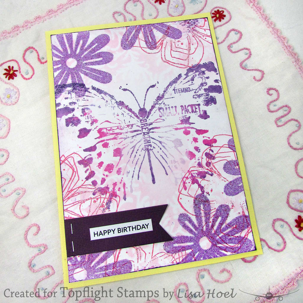 Stampotique by Katzelkraft - STP14055 - Unmounted Red Rubber Stamp - Butterfly & Dragonfly