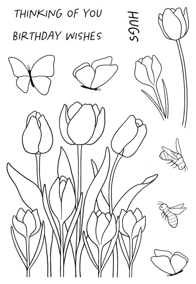 Creative Expressions - A6 - Clear Stamp Set - Jane's Doodles - Tulips & Crocus