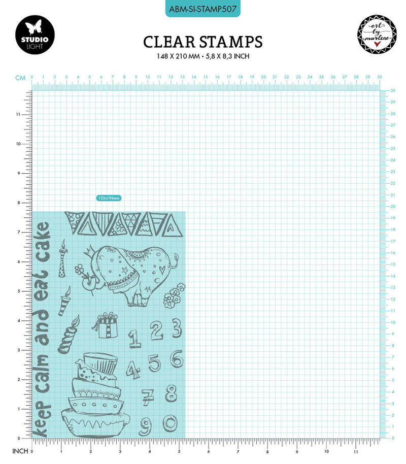Studio Light - Art By Marlene - Signature Collection - A5 Clear Stamp Set - Party Elephant