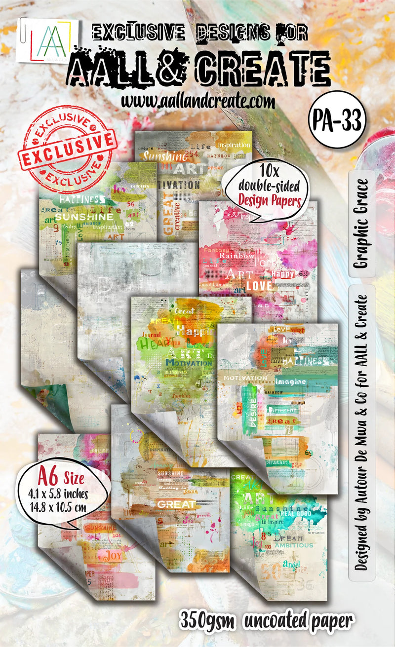 AALL & Create - Design Papers - A6 - PA-33 - Graphic Grace - Autour De Mwa