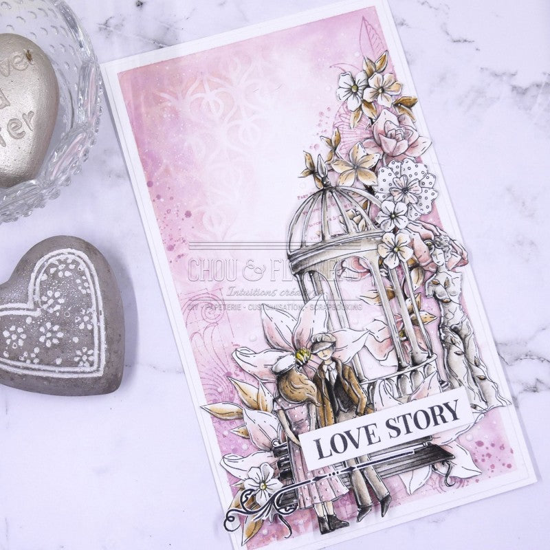Chou & Flowers - Clear Stamps - A5 - Love Story - VIC128