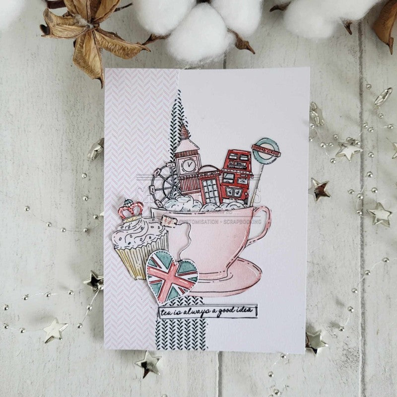 Chou & Flowers - Clear Stamps - A6 - London Cup of Tea