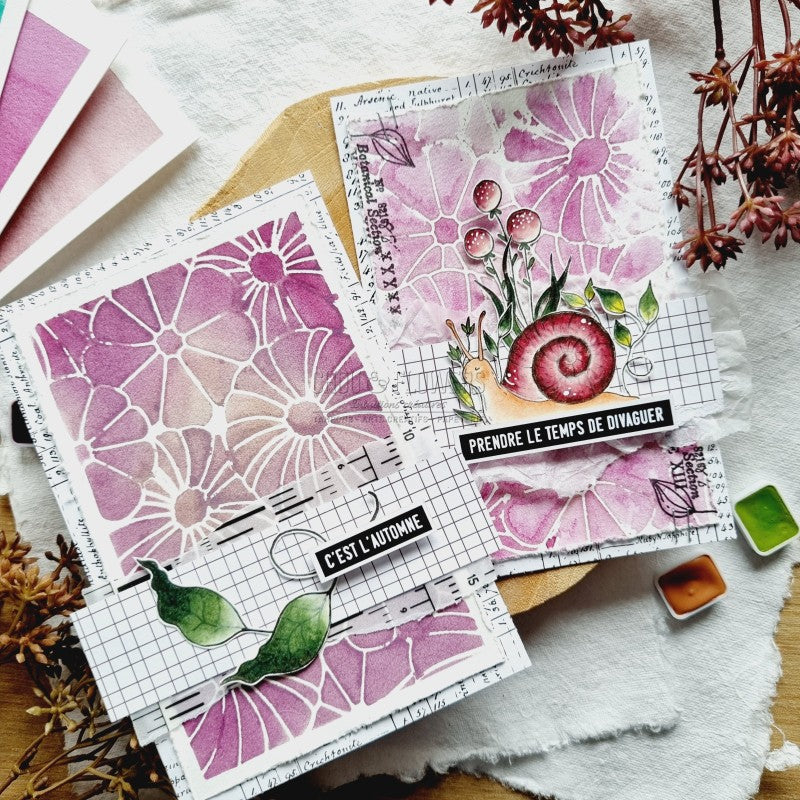 Chou & Flowers - A8 - Clear Stamps - The Woods - Snail