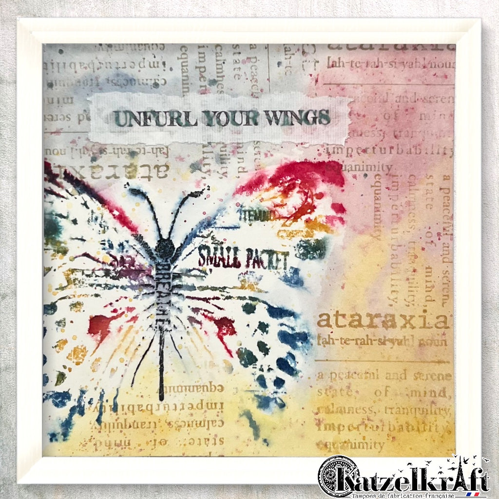 Stampotique by Katzelkraft - STP14055 - Unmounted Red Rubber Stamp - Butterfly & Dragonfly