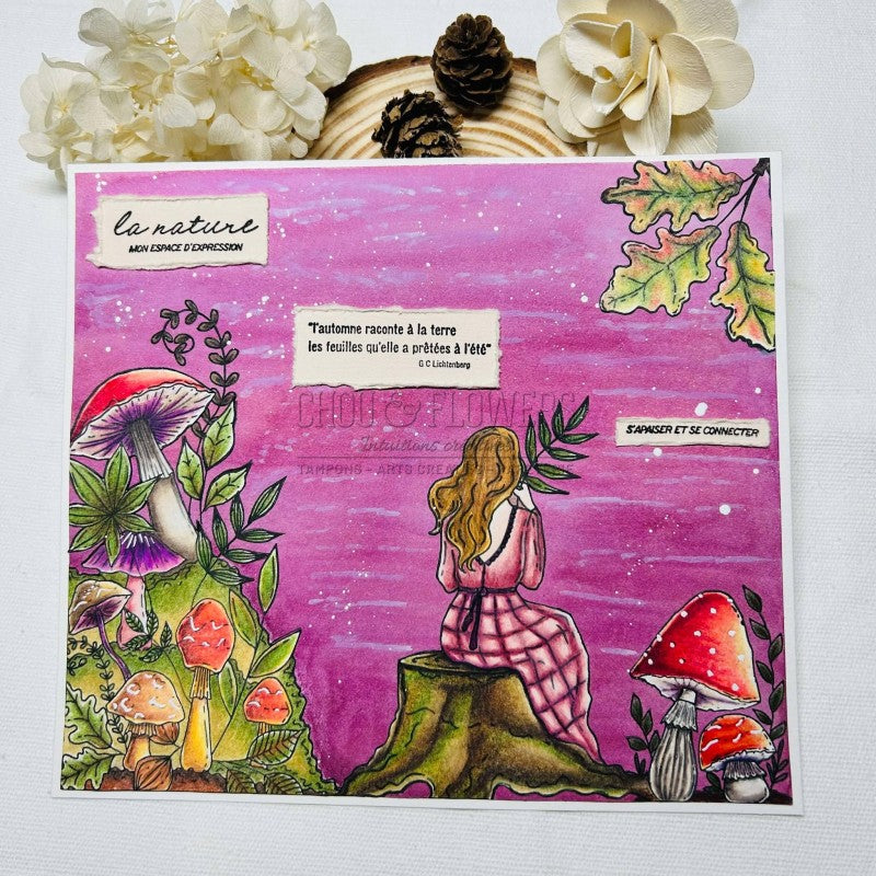 Chou & Flowers - A8 - Clear Stamps - The Woods - Mini Mushroom