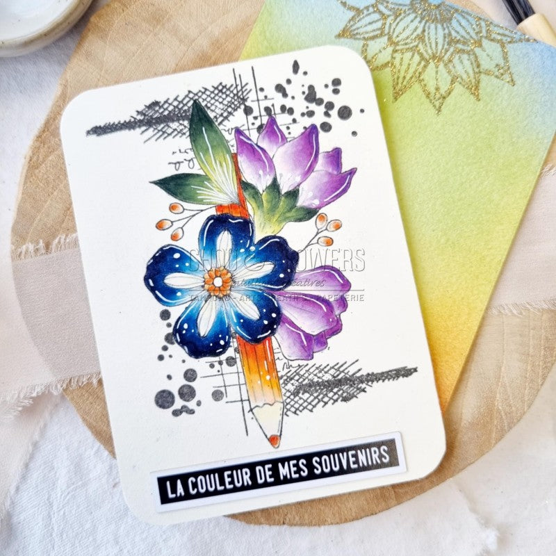 Chou & Flowers - Clear Stamp - A7 - Vibrations - Crayon Flowers