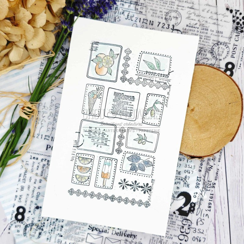 Chou & Flowers - DL - Clear Stamps - Blue Dreams - Summer Mosaic