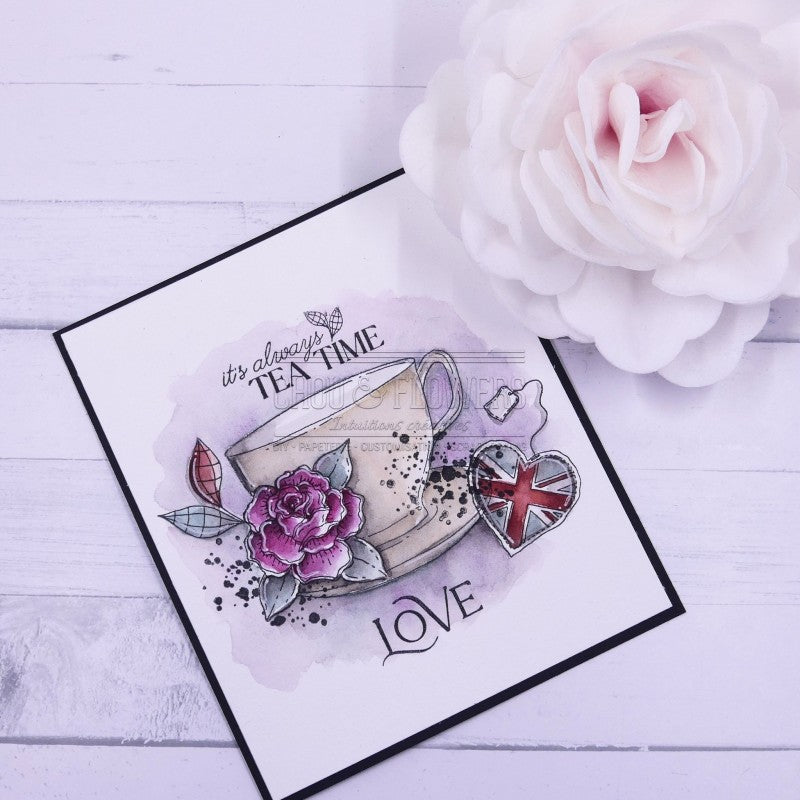 Chou & Flowers - Clear Stamps - A6 - London Cup of Tea