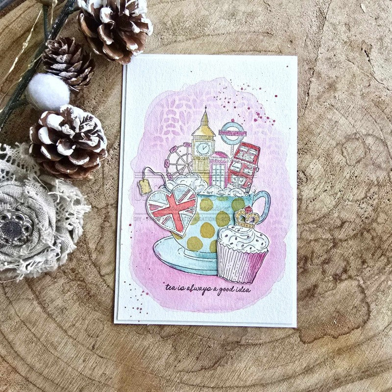 Chou & Flowers - Clear Stamps - A6 - London Cup of Tea