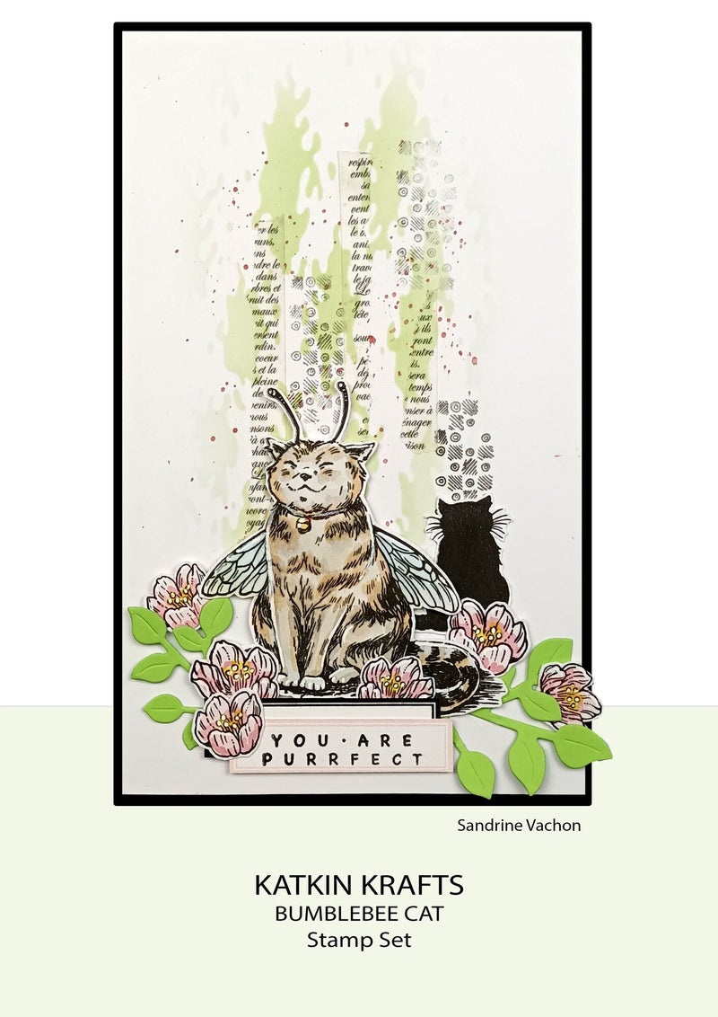Katkin Krafts - Clear Photopolymer Stamps - Bumble Bee Cat