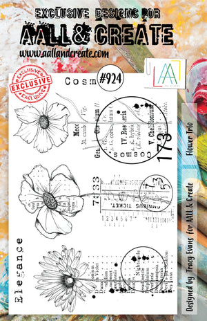 AALL & Create - A5 - Clear Stamps - 924 - Flower Trio - Tracy Evans
