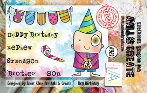 AALL & Create - A7 - Clear Stamps - 962 - Janet Klein - Boy Birthday