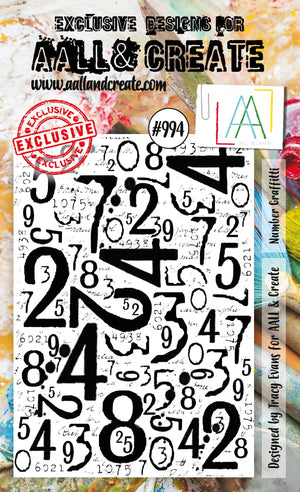 AALL & Create - A7 - Clear Stamps - Tracy Evans - 994 - Number Graffitti