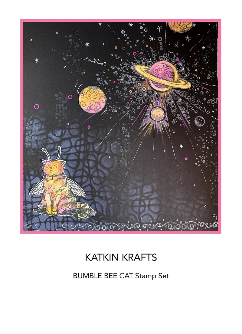 Katkin Krafts - Clear Photopolymer Stamps - Bumble Bee Cat