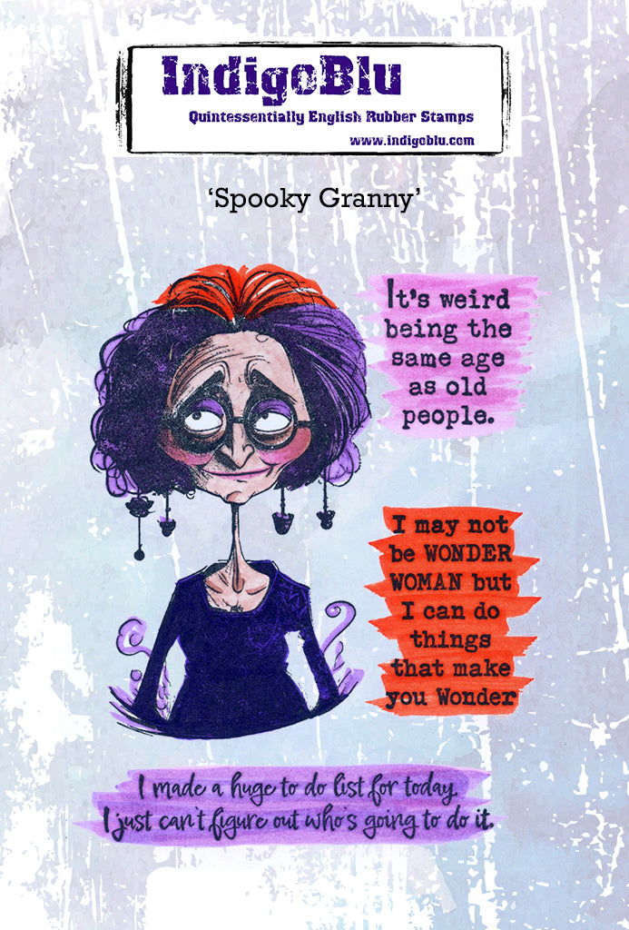 IndigoBlu - A6 - Cling Mounted Stamp - Spooky Granny