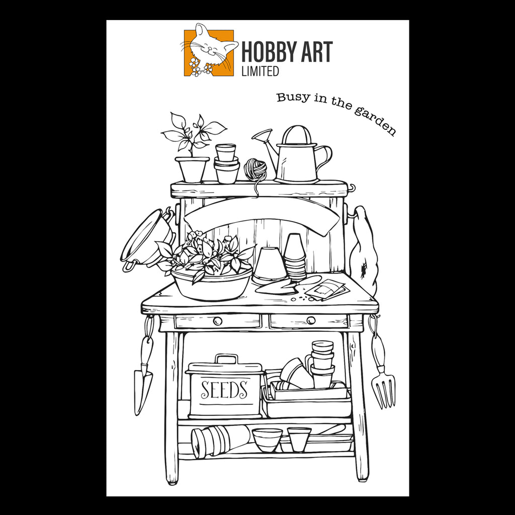 Hobby Art Stamps - A6 - Clear Polymer Stamp Set - Busy in the Garden