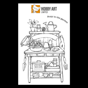 Hobby Art Stamps - A6 - Clear Polymer Stamp Set - Busy in the Garden