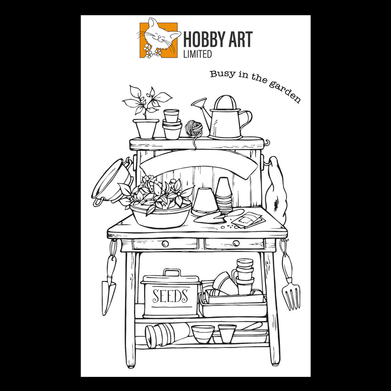 Hobby Art Stamps - A6 - Clear Polymer Stamp Set - Busy in the Garden