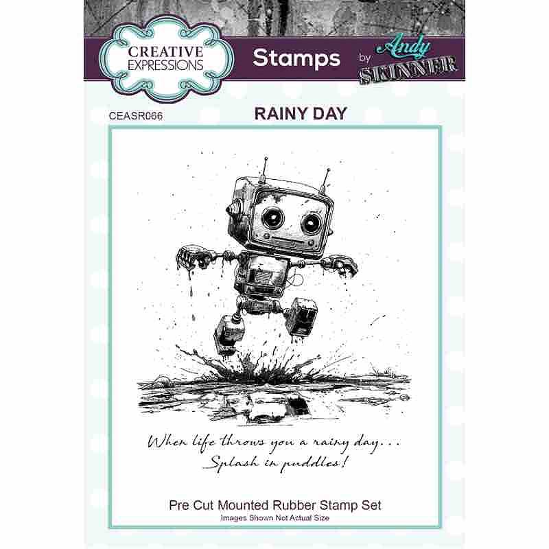 Creative Expressions - Rubber Cling Stamp - Andy Skinner - Bot-ology Rainy Day