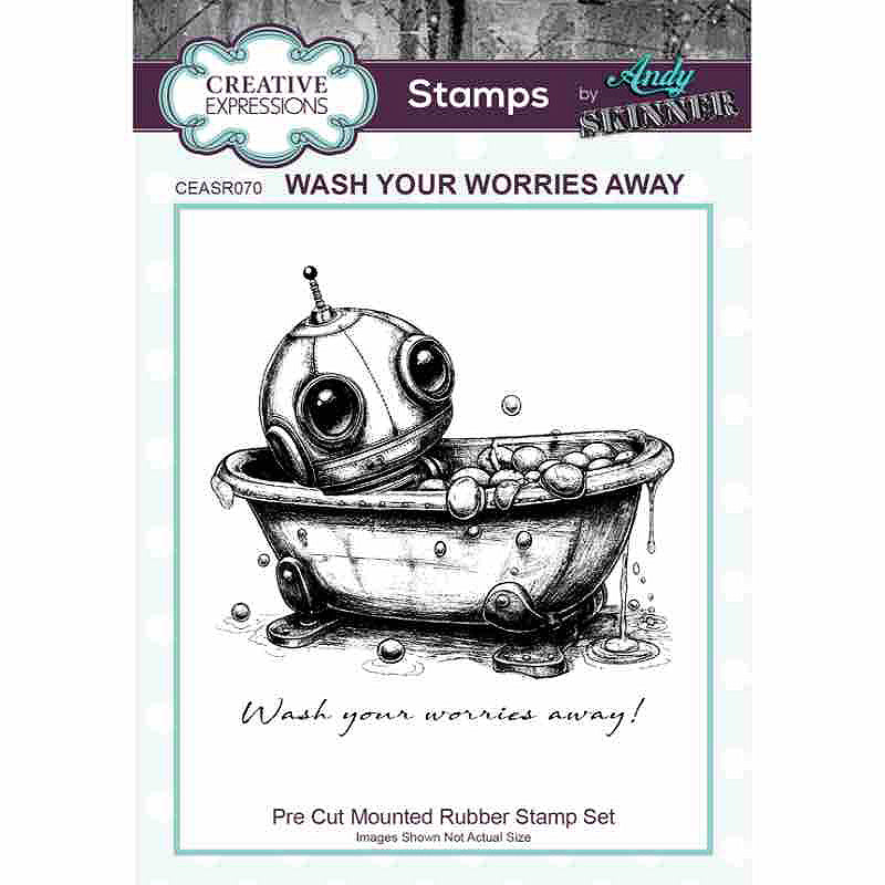 Creative Expressions - Rubber Cling Stamp - Andy Skinner - Bot-ology Wash Your Worries Away