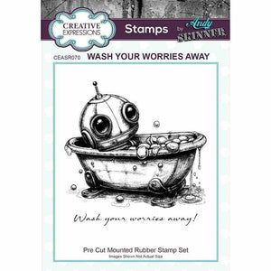 Creative Expressions - Rubber Cling Stamp - Andy Skinner - Bot-ology Wash Your Worries Away