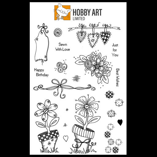Hobby Art Stamps - Clear Polymer Stamp Set - A5 - Floral Patchwork